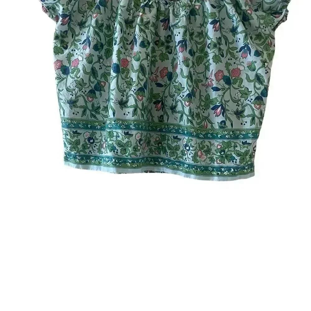 Victoria’s Secret Green Floral Cotton Lightweight Cropped Boxy SZ L #1791